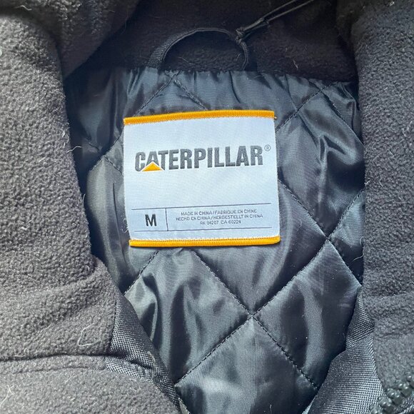 Men's CATERPILLAR Bomber style winter jacket with hood, size M - worn 3x - Picture 2 of 6